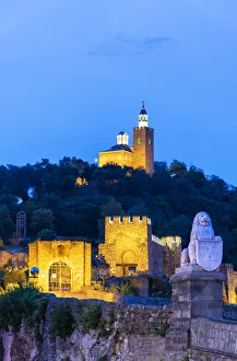 Veliko Turnovo Prints: Tsarevets fortress and the Ascension Cathedral on the top of the hill, at dusk