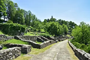 Veliko Turnovo Prints: Tsarevets fortress with the remains of medieval houses and the Ascension Cathedral