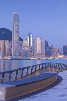 Tsim Sha Tsui Gallery: Tsim Sha Tsui promenade and skyline at dawn, Tsim Sha Tsui, Kowloon, Hong Kong