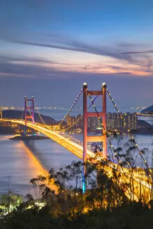 Suspension Bridge Collection: Tsing Ma Bridge at sunset, Tsing Yi, Hong Kong, China