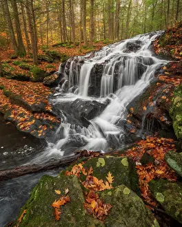 Watercourse Prints: Tucker Brook Falls in autumn, Milford, New Hampshire, USA