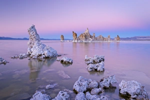 October Prints: Tufa Towers on Mono Lake at sunset, California, USA. Autumn (October)