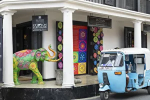 Ceylon Prints: Tuk tuk outside spa shop, Galle, Southern Province, Sri Lanka