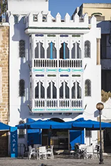 Blue And White Prints: Tunisia, Bizerte, Cafe at The old port
