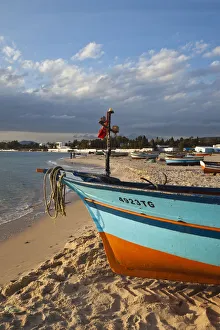 Tunisia, Cap Bon, Hammamet, waterfront, fishing boats