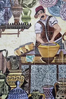 Ceramics Prints: Tunisia, Cap Bon, Nabeul, biggest Tunisian ceramics center, pottery shop