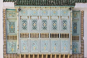 Images Dated 29th August 2019: Tunisia, Kairouan, Decorative wooden window of house in the Madina
