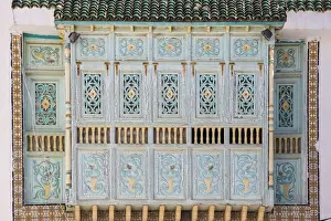 Walled City Prints: Tunisia, Kairouan, Decorative wooden window of house in the Madina