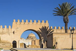 Images Dated 29th August 2019: Tunisia, Kairouan, Great Mosque as seen through the Bab el-Khoukha the oldest of the