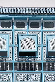 Images Dated 29th August 2019: Tunisia, Kairouan, Madina, decorative blue window, decorative