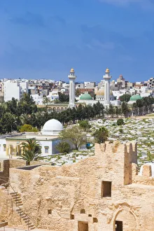 Burial Place Prints: Tunisia, Monastir, View from fort towards Bourguiba mausoleum