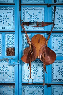 Images Dated 25th November 2010: Tunisia, Sidi Bou Said, Dar el-Annabi, 18th century, house detail, old saddle