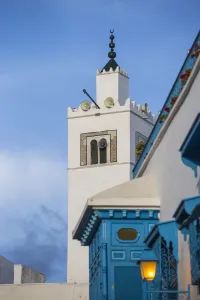 Window Shutters Prints: Tunisia, Sidi Bou Said, Sidi Bou Said Mosque