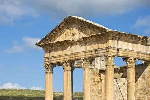Tunisia, Teboursouk, Dougga archaeological site, The Capitol, a Roman temple
