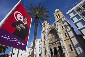 Tunisia, Tunis, Avenue Habib Bourguiba, Cathedral of St. Vincent de Paul