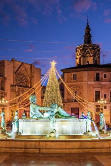 Valencian Community Prints: Turia fountain and Christmas tree