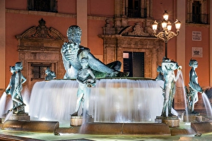 Valencian Community Prints: Turia fountain, Plaza de la Virgen, Valencia, Valencian Community, Spain