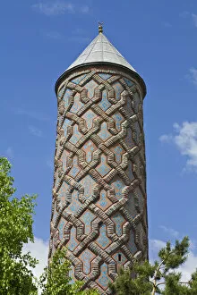 Images Dated 18th August 2008: Turkey, Eastern Turkey, Erzurum, Mosaic tile work on Minaret of (Turkish-Islamic Arts