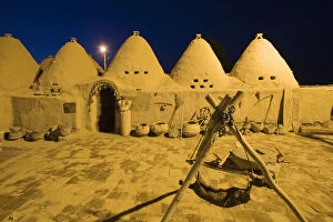 Images Dated 18th August 2008: Turkey, Eastern Turkey, Harran, traditional Beehive houses at night