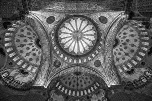 Black and White Gallery: Turkey, Istanbul, Sultanahmet, The Blue Mosque (Sultan Ahmed Mosque or Sultan Ahmet