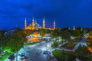 Domes Prints: Turkey, Istanbul, Sultanahmet, The Blue Mosque (Sultan Ahmed Mosque or Sultan Ahmet