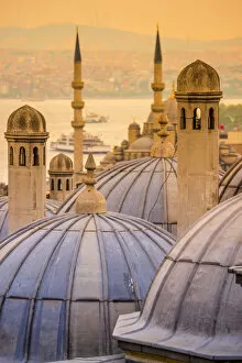 Images Dated 13th June 2014: Turkey, Istanbul, Sultanahmet, domes of the Suleymaniye Mosque (Suleymaniye Camii)