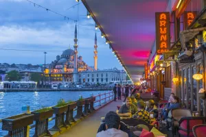 Dome Prints: Turkey, Istanbul, Sultanahmet, Galata Bridge across the Golden Horn, New Mosque