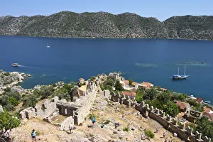 Turkey, Mediterranean Coast, Antalya Province, Kalekoy, harbour from Crusader fortress