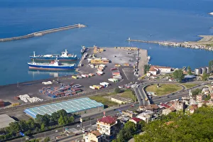 Images Dated 20th August 2008: Turkey, Trabzon, View of port and Black sea from Bostepe Picnic place