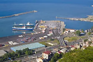 Black Sea Prints: Turkey, Trabzon, View of port and Black sea from Bostepe Picnic place