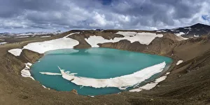 Volcanic Craters Prints: Turquoise lake in Viti volcanic crater at Krafla, Myvatnssveit, Northeast Iceland