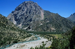Mountain View Prints: The turquoise waters of Sarytag River run through the Fann Mountains