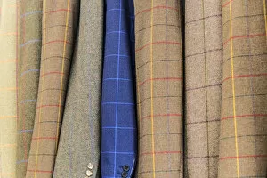 Images Dated 23rd January 2015: Tweed jackets on rail, UK