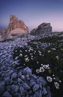 Twilight over the Croda dei Toni in summer, Dolomites, Italy