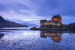 November Prints: Twilight over Eilean Donan Castle on Loch Duich, Dornie, Scotland. Winter (November)