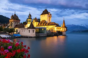 Twilight at Oberhofen Castle, Lake Thun, Switzerland