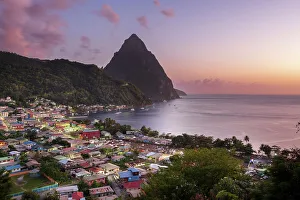 Retreat Prints: twilight Piton Mountain Views Soufriere, Saint Lucia