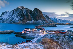 Twilight over Sakrisoy, Lofoten Islands, Norway