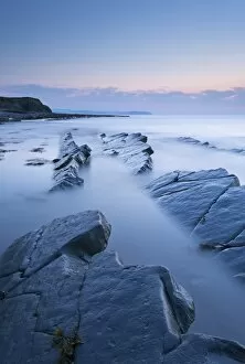 Images Dated 8th July 2013: Twilight skies above rocky Kilve Beach on the Somerset Coast, England. Summer (July)