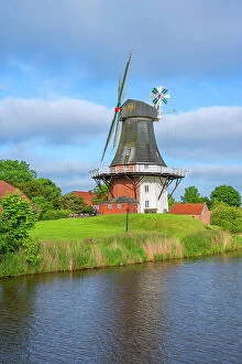 Images Dated 21st June 2023: Twinmills of Greetsiel, Krummhorn, East Frisia, Lower Saxony, Germany