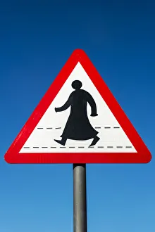 Typical arabic pedestrian crossing sign, Doha, Qatar