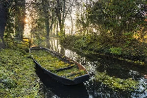 typical boat on a canal in the Spreewald, Biosphere reserve Spreewald, Brandenburg