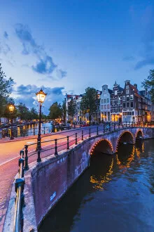 Images Dated 25th November 2019: Typical buildings in Amsterdam at dusk, Holland / Netherlands