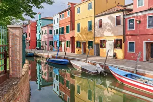 Burano Prints: The typical buildings of Fondamenta di Terranova, Burano, Venice, Veneto, Italy, Europe