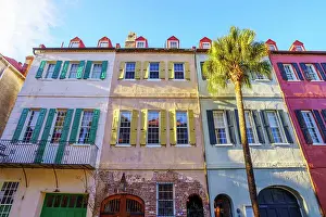 French Quarter Prints: Typical colorful Historic Homes in the French Quarter Charleston, South Carolina, USA