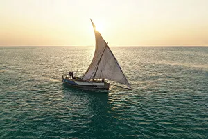 Unguja South Region Prints: typical fisherman boat called Dhow, Zanzibar, Tanzania