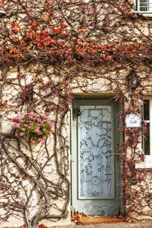 Typical house in autumn, Vezelay, Burgundy, France