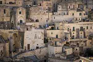 Basilicata Prints: Typical houses in the rock called Sassi, Matera, Basilicata, Italy, Europe