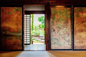 Empty Prints: Typical Japanese tatami floors and walls inside the Daigo-Ji temple, Kyoto