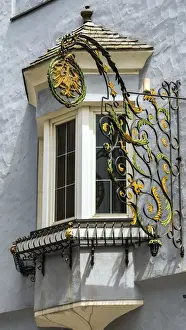 Typical oriel window in the old town, Vipiteno - Sterzing, South Tyrol, Italy